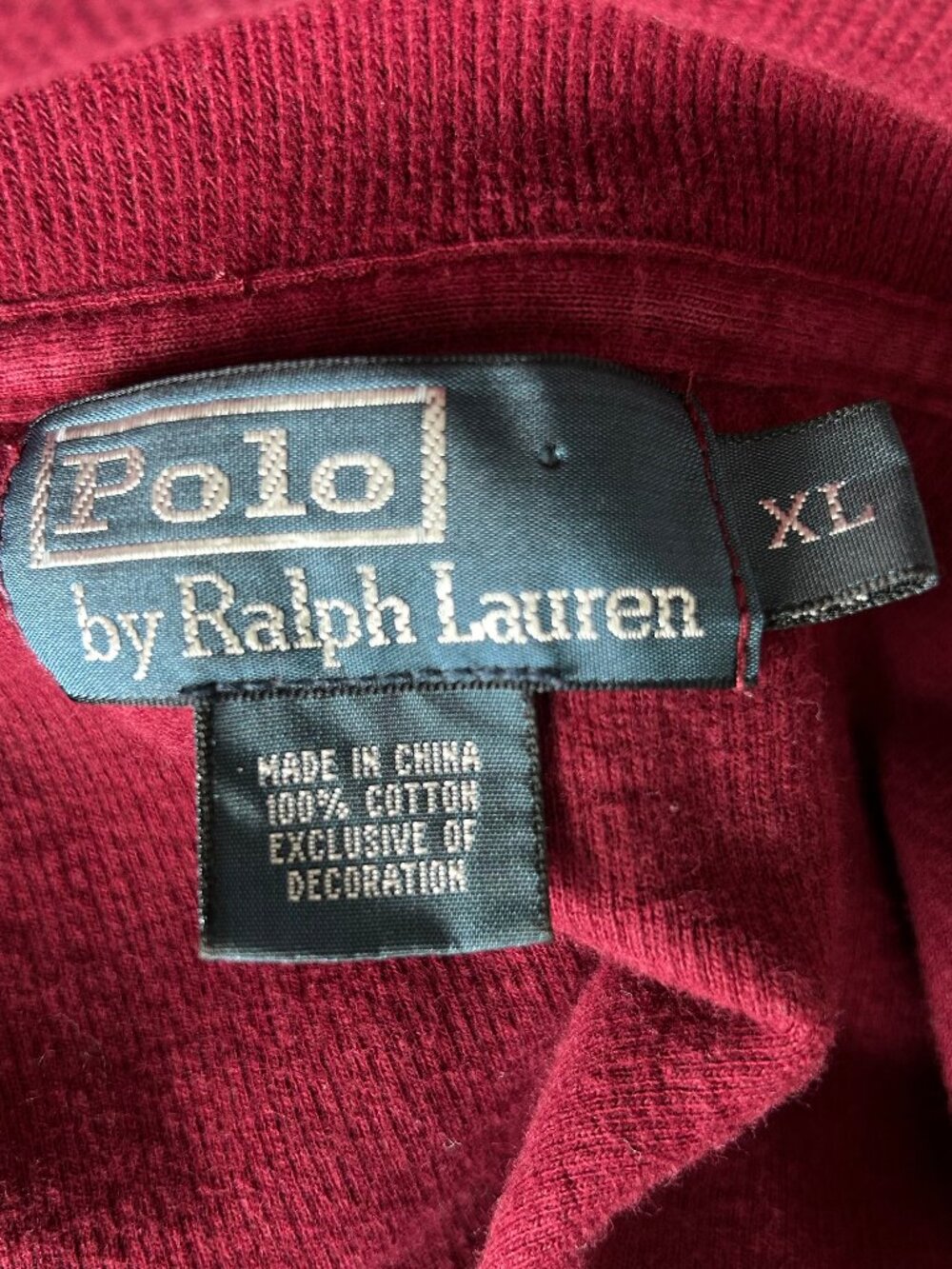 Polo Ralph Lauren XL Burgundy Quarter Zip Sweater Cotton Pony Logo Pullover - Picture 7 of 7